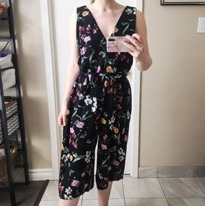 Floral Jumpsuit - Wrap Style Culottes Size S